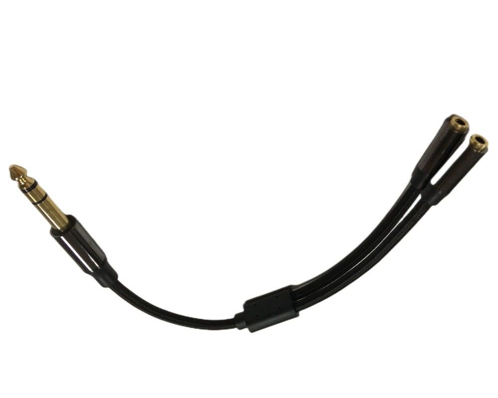 1 / 4 pollice cuffia Splitter Cable Assemblaggio 2 femminile a 1 maschio cavo audio
